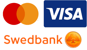 we accept cards
Visa, Mastercard and Swedbank